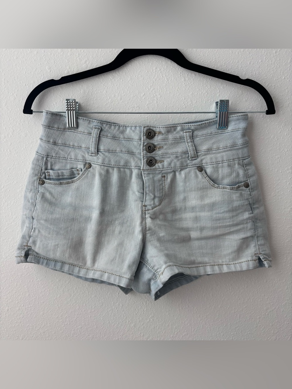 Light blue high rise shorts